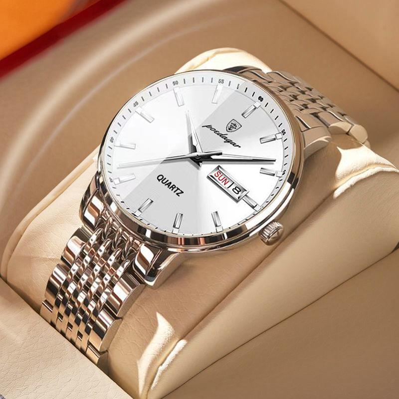 Double Calendar Men'S Watch Waterproof Luminous Ultra-Thin Quartz Watch