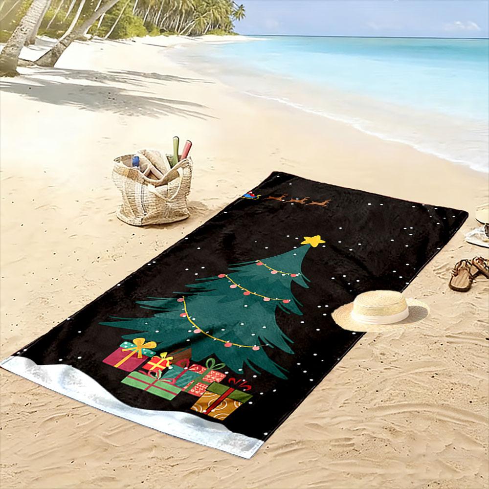 Festive tree holiday magic Print beach towel, quick drying, suitable for travel, outdoor sports, jogging, the beach and swimming, gift