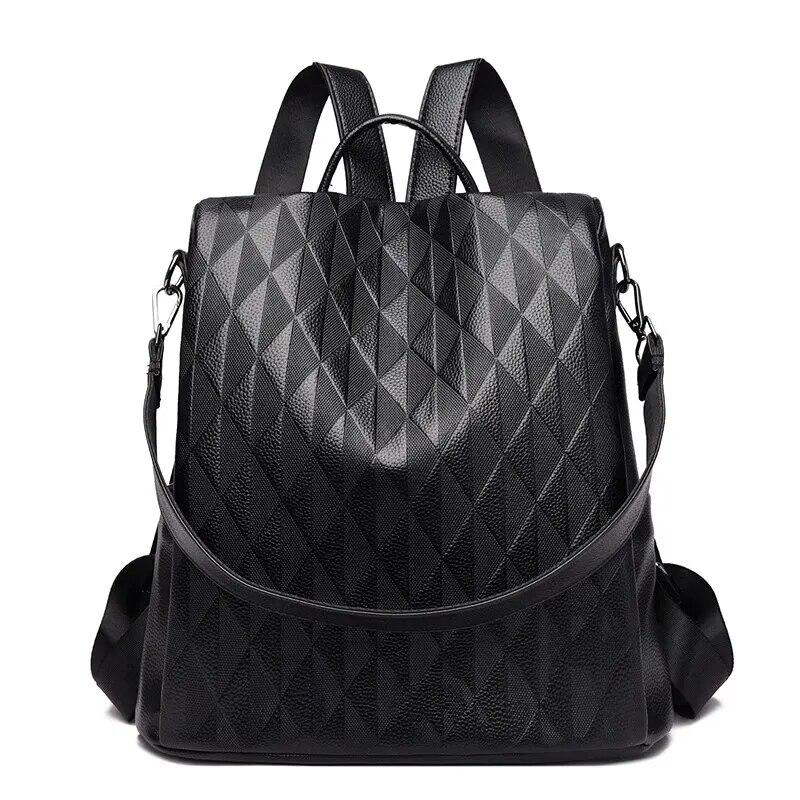 

2024 модный новый рюкзак в шахматном порядке, универсальный модный женский повседневный рюкзак, сумка чёрный