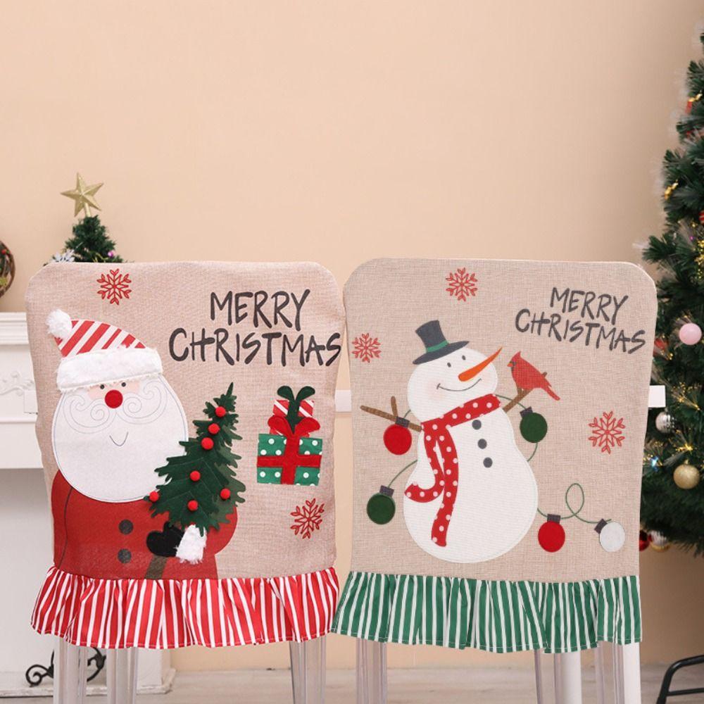 Cartoon Christmas Chair Cover Santa Claus Wear for Chairs Creative Dinner Chair Seat Cover  Home