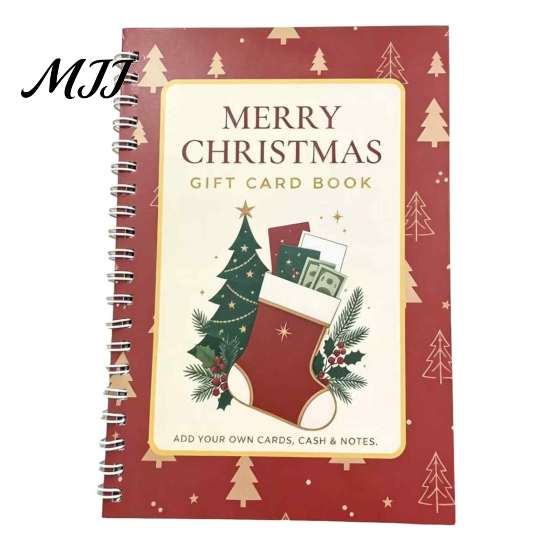 Christmas Surprise Gift Card Book, 10-Page Holiday Holder with Write-On Creative Organizer Notes, Festive Paper Booklet for Xmas Exchange, Stocking