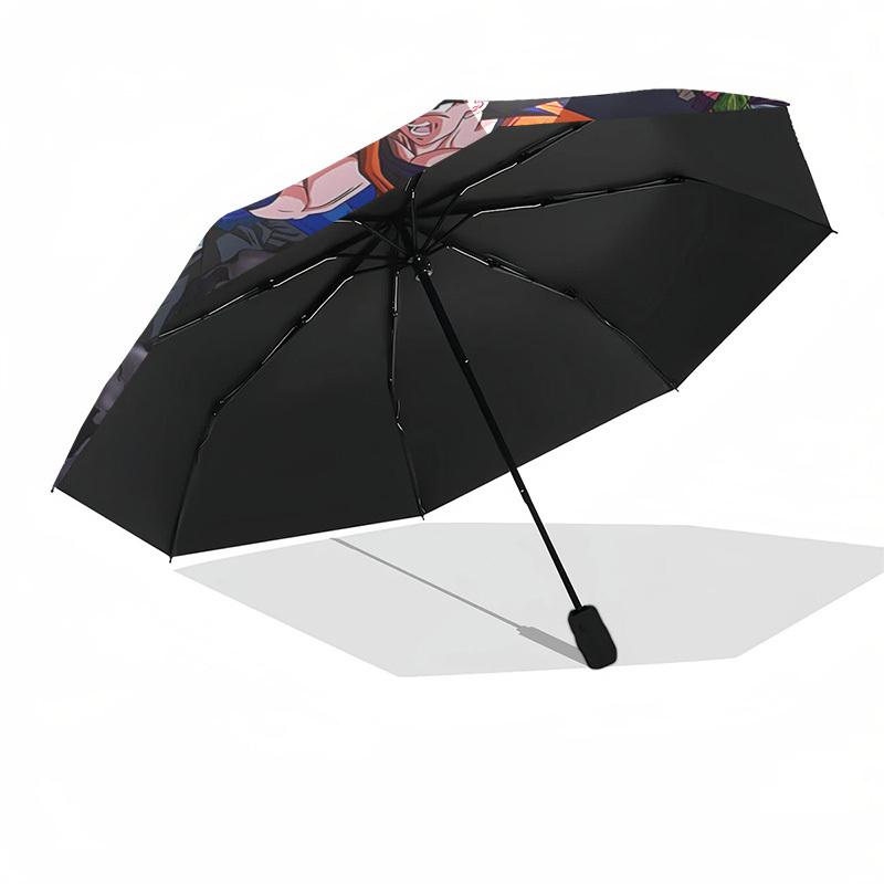 1pc Dragon Ball Z Goku & Vegeta Outdoor Umbrella - Automatic Opening/Closing - Portable 3-Fold Design - 8-Rib Iron Frame - Ideal Gift for Fans, Travel