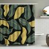 Greenery Leaves Shower Curtain Modern Design Decorative Waterproof Shower Panel Curtains For Bathroom Decoration In Yellow-Green