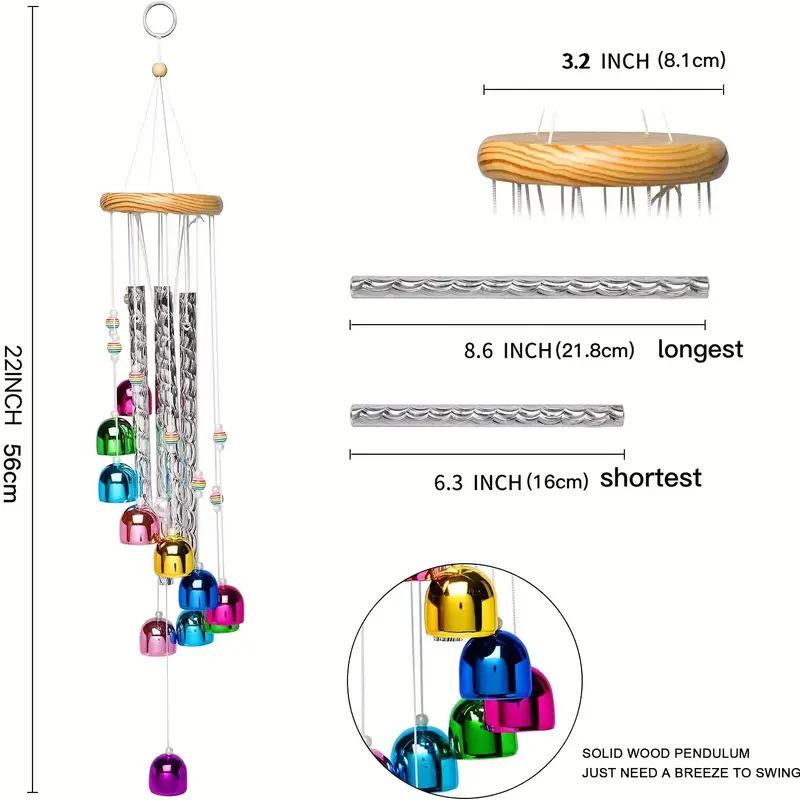 Campanella a Vento in Legno Massello Stile Europeo Colorata Tubo in Alluminio da Parete Decorazione da Appendere su Balcone Porta Regalo Campanella a Vento