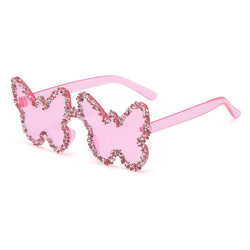 Man Woman Rhinestone Butterfly Shape One-Piece Sunglasses, Party Prom Runway Fashion Accessory Eyewear