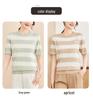 Mother's Day Ice Silk Striped Knit Top: Women's Summer Short-Sleeve Loose Slimming Fashion Wear.
