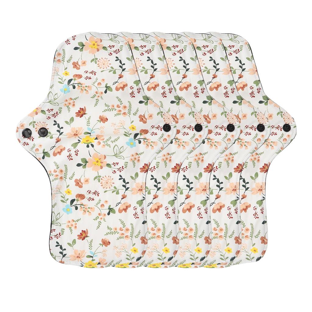 5 szt. Zmywalne Oddychające Podpaski Menstruacyjne Wzór Kwiatowy Super Chłonne Wielorazowe Bawełniane Podpaski Higieniczne Wkładki L