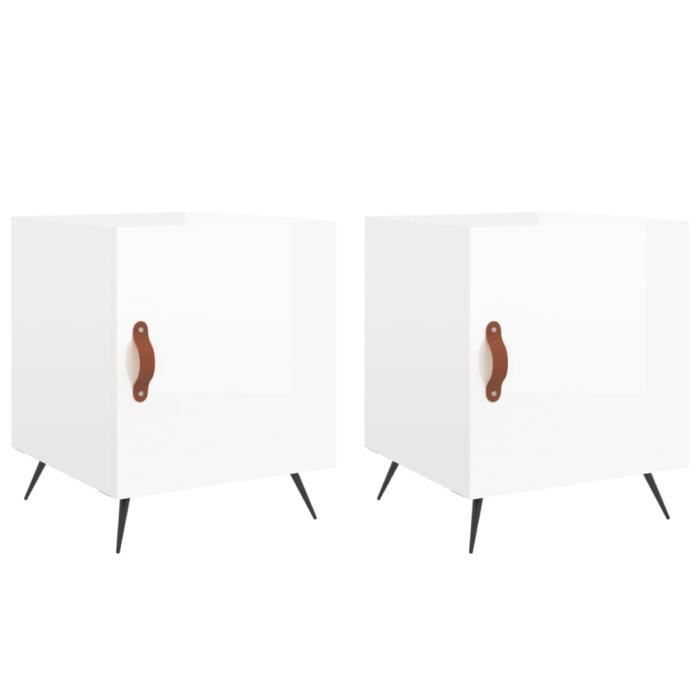 VidaXL Tables de chevet 2 pcs blanc brillant 40x40x50 cm 827505