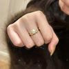 Natural freshwater pearl ring with micro inlaid zircon, fashionable temperament. Open mouth ring with adjustable pearl jewelry