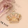 Broche de liga de coroa de strass elegante branco corsage charme joias broche
