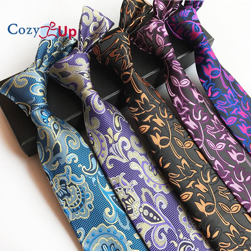 Cozy Up 3,15"(8 cm) Modische gestreifte Paisley-Krawatte für Herren, karierte Blumenkrawatte für Hochzeit