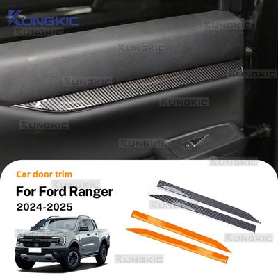 For Ford Ranger 2024 2025 LHD RHD Car Door Decor Panel Carbon Fiber Pattern Interior Accessories