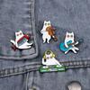 Guitar Women Suit Lapel Pins Violin Animal Theme Metal Pin Personalized Cat-shape Brooch  Daily