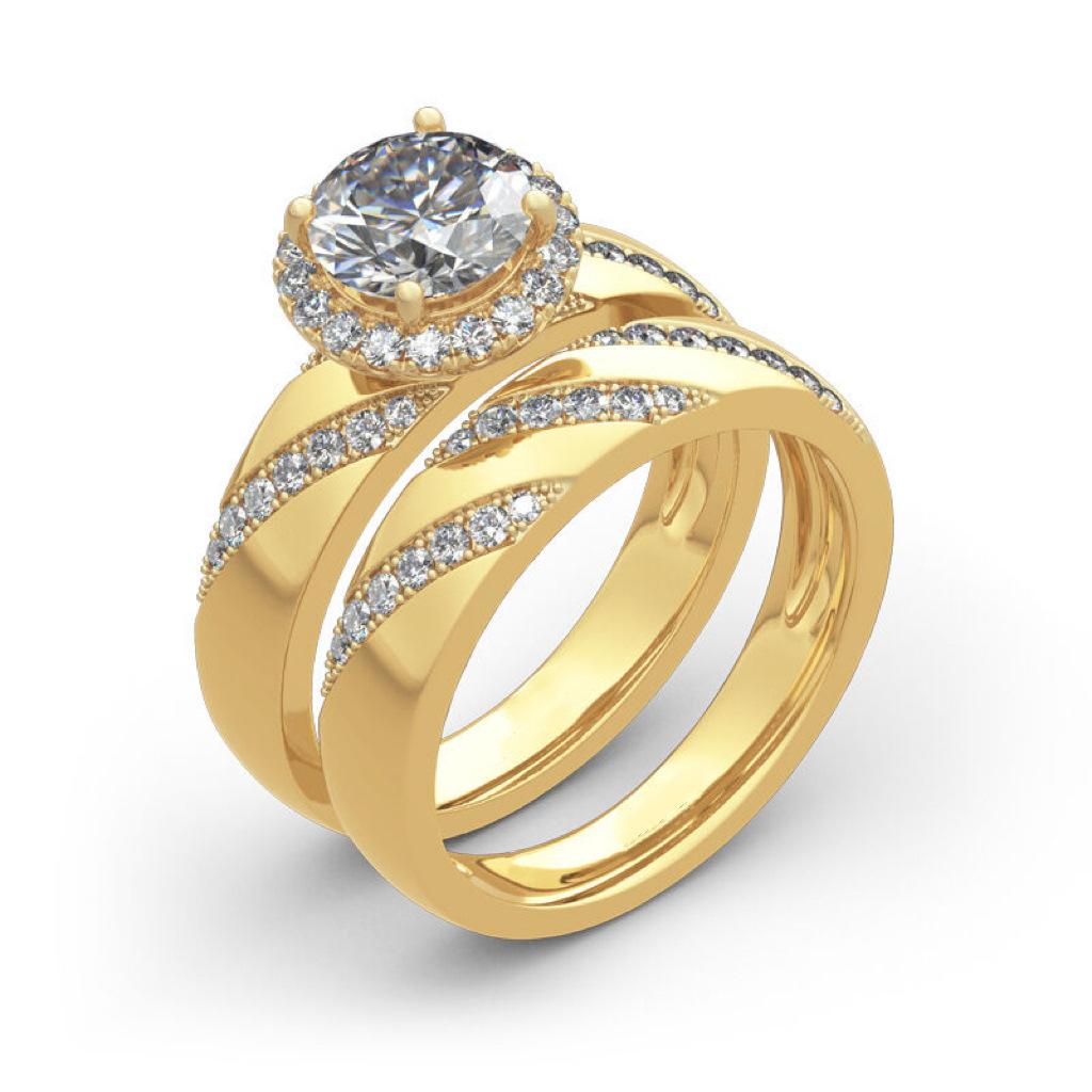 Luxus Mikro-Inlay Zirkon Set Ring Europäische und Amerikanische Damenmode Hochzeits Set Ring