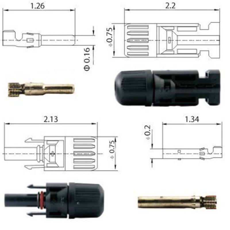 Metal Mc4 30a 25a Inner Contact Photovoltaic Solar  Panel  Connector Waterproof Kit Ip67
