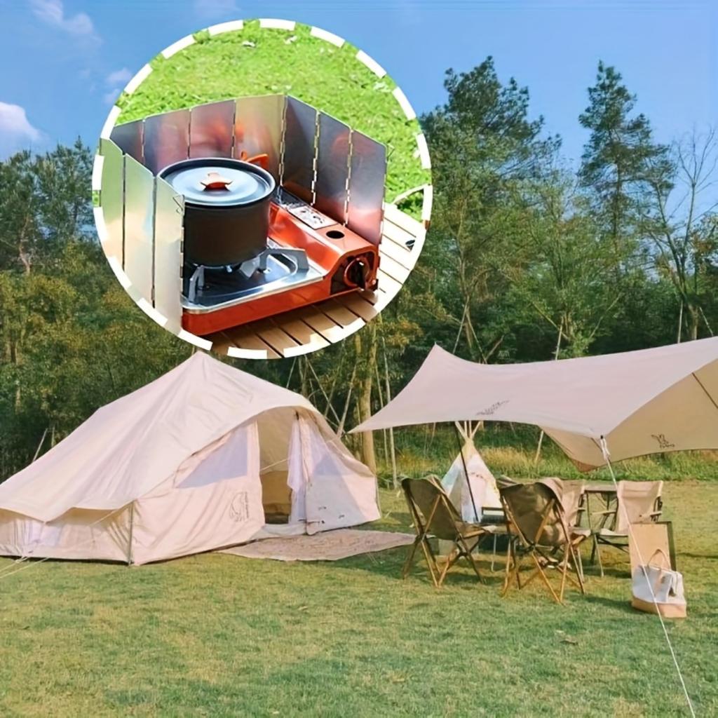 Portable Folding Outdoor Wind Shield, Aluminum Alloy Durable Baffle, Essential Camping Accessory For Hiking, Picnic And Outdoor Cooking