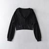 Hooded Short Sweatshirt Cardigan Jacket Women's New Sweet Cool Waist Loose Long Sleeve Top