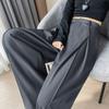 Women's High Waist Wide Leg Pants Straight Trousers Elegant Pleated Solid Polyester Suit Pants For Daily Casual Wear