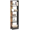 Space-Saving Modern 5-Tier Wooden Bookcase, 45x21x170cm, Brown and Black