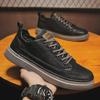 Men's Spring Waterproof Non-Slip Casual Black Leather Shoes