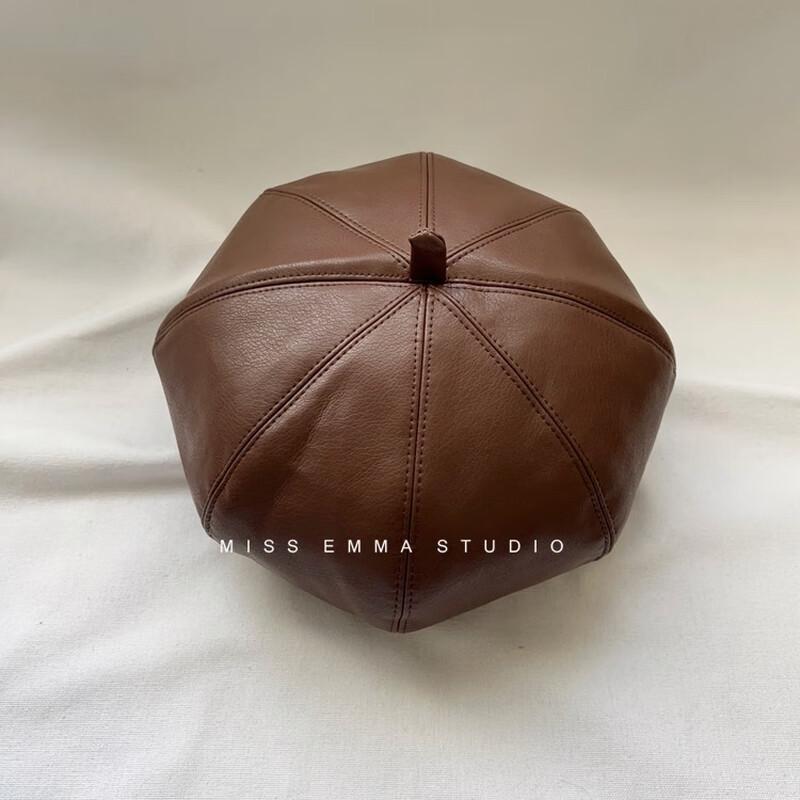 Женская кожаная шляпа-берет