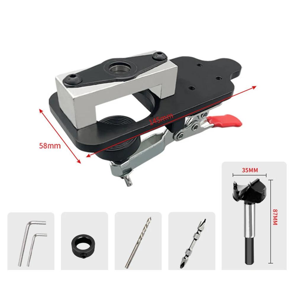 

Woodworking Hinge Hole Locator Kit 35mm Aluminum Alloy Hinge Puncher Multifunction Wood Locator Woodworking Tools Parts