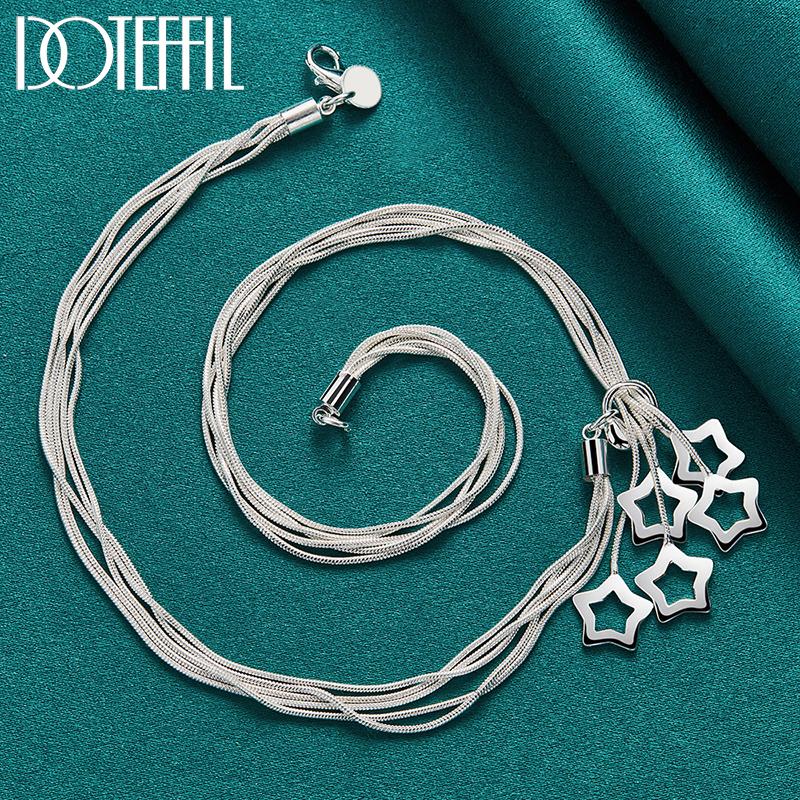 Snake Chain Star Pendant Necklace Silver Party Gift Fashion Jewelry