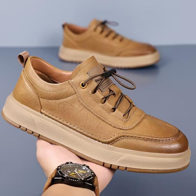 Men's Trendy Breathable Ultra-Soft Genuine Leather White Casual Sports Shoes Autumn 2026 New Arrival Versatile Comfortable