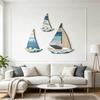 3 Pezzi Arte Murale Vela Nautica Tema Oceano Costiero Decorazione Murale Nave in Legno Scultura da Appendere per Casa sul Lago Soggiorno Camera da Letto