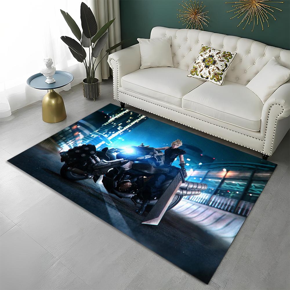 3D Final Fantasy Spiel Gamer FF14 HD Teppich für Zuhause Wohnzimmer Schlafzimmer Sofa Fußmatte Dekor, Kinderbereich Teppich Rutschfeste Bodenmatte