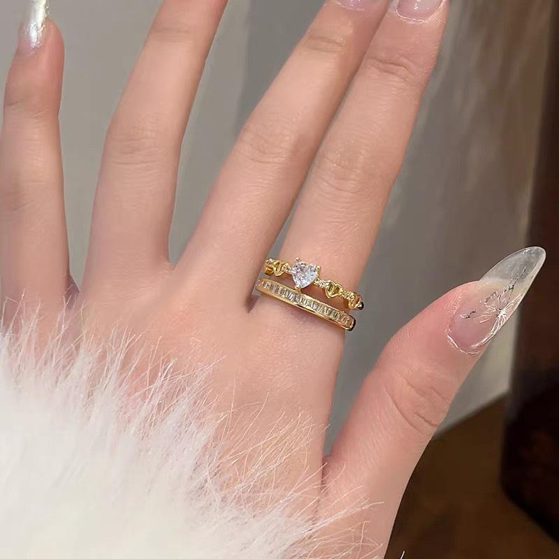 Micro-Inlaid Zircon Fashion Open Ring - Adjustable Luxury Index Finger Jewelry for Women