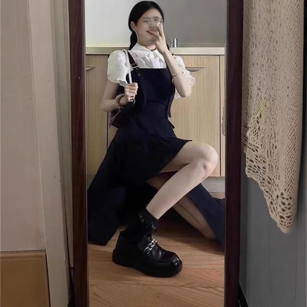 2024 Summer Women's Korean Slim Fit Irregular Camisole Dress & Shirt Set