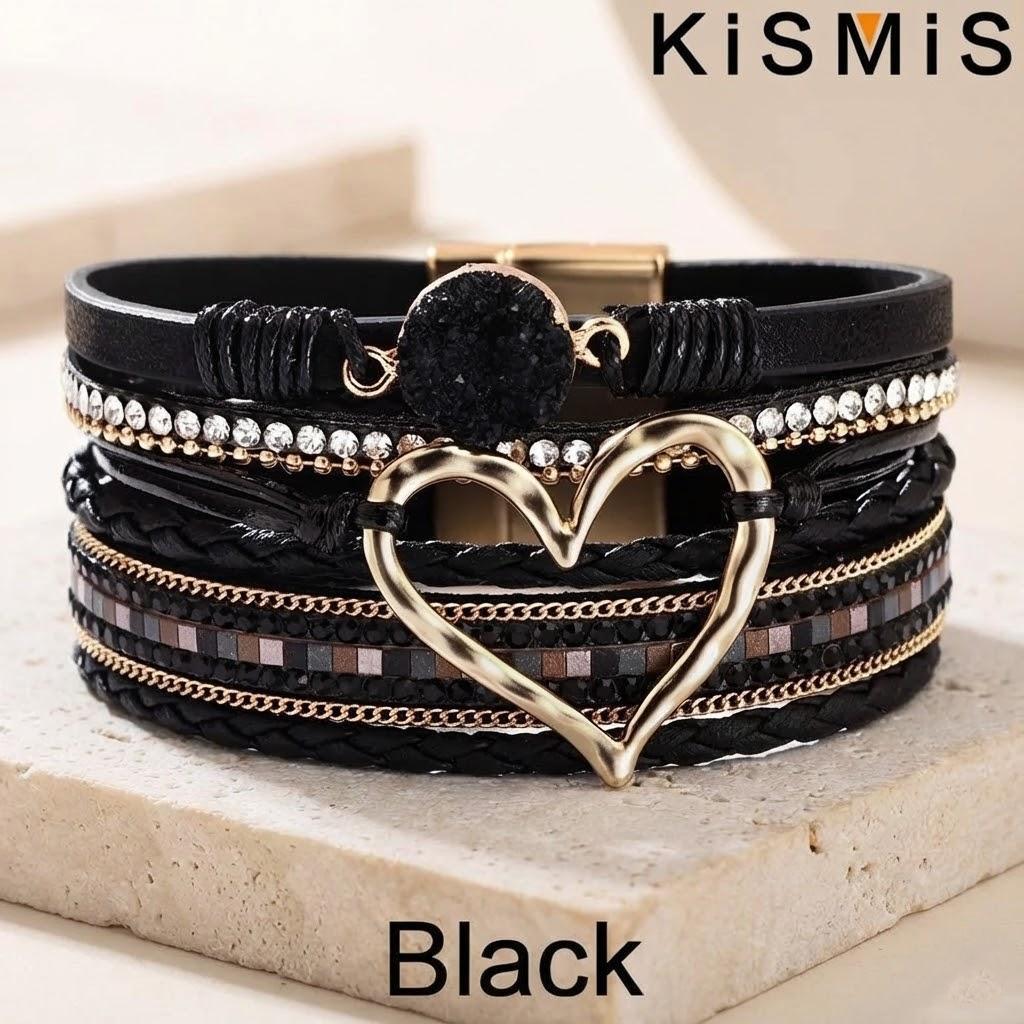 Braided Leather Wrap Cuff Multilayer Beaded Cross Bracelet Bohemian Bracelet Jewelry Accessories