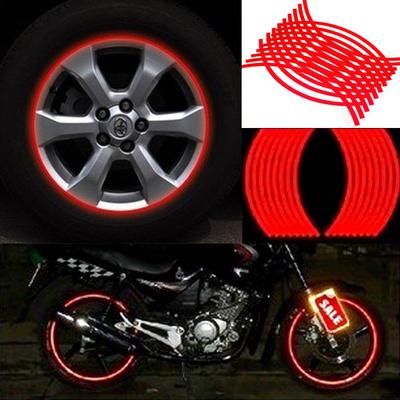 18 Streifen Motorrad Auto Rad Reifen Aufkleber Reflektierendes Felgenband Rot