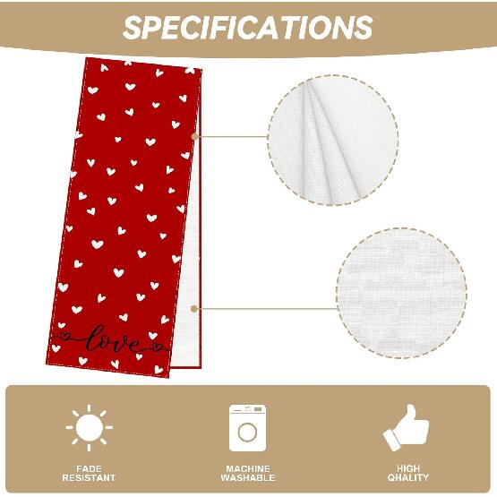 Linen Red Heart Love Valentines Day Table Runner 72 Inches Long Valentine's Day Decor Galentines Day Valentines Day Home Kitchen Dining Room Table