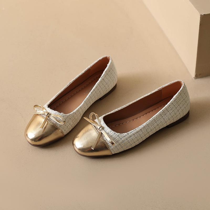 Xiaoxiangfeng Einzelne Schuhe mit quadratischer Spitze 2025 neu Schleife vielseitig flacher Mund flache Sohle Nische Fee weiche Sohle Doudou Schuhe