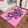 Pink Butterfly Floral Area Rug, Non-Slip Soft Carpet for Living Room Bedroom, Cute Cartoon Decorative Floor Mat for Kids Room
