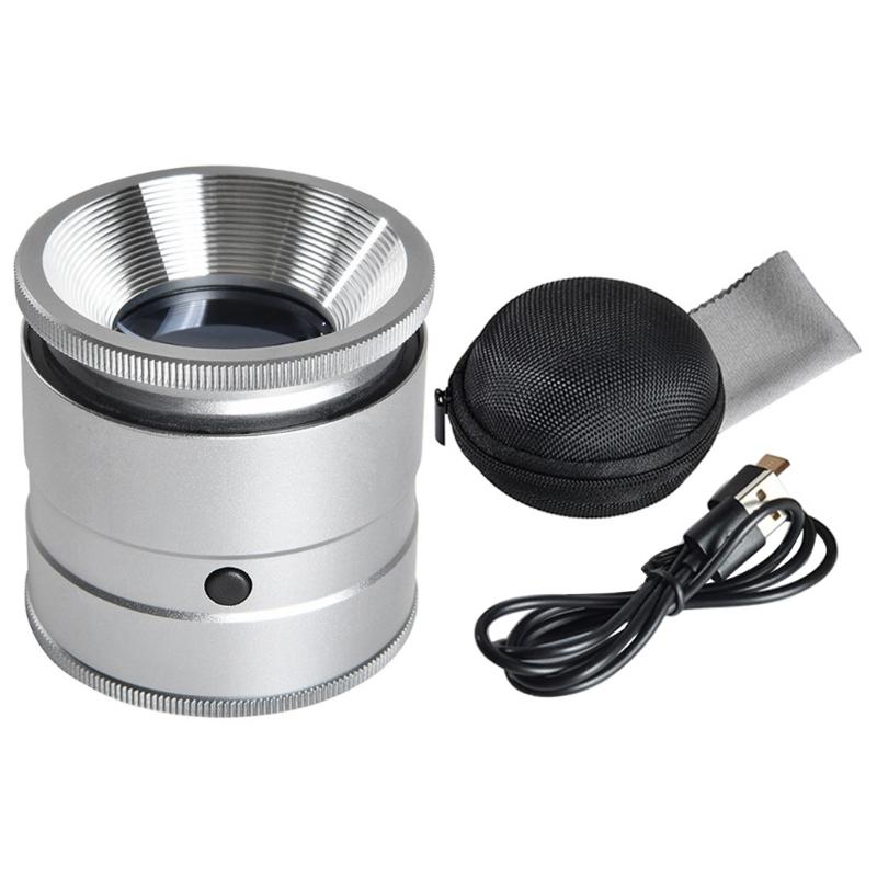 

Rechargeable Magnifying Glass for Jewelry Stamp Coin Inspection 10X Loupe Magnifier Lens Magnifier with LED Light 1