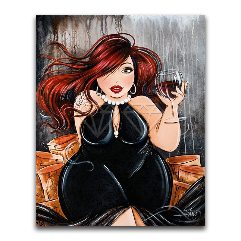 

5D DIY алмазная живопись толстая девушка дамы мультфильм милый домашний декор полная круглая алмазная вышивка крестиком Алмазная мозаика Full Round 20x30CM