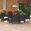Exclusive House - Garden Dining Set Cushions 7pcs Woven Resin Black