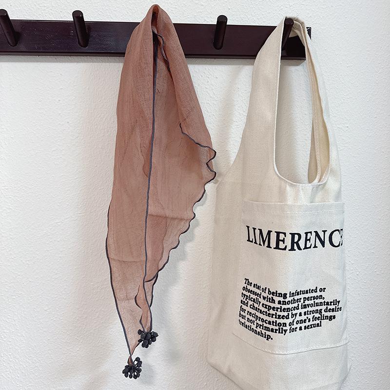 Solid Color Triangular Scarf Sweet Japanese and Korean Style Pendant Scarf Women's Thin Scarf Headscarf