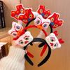 Lion Dance 2024 Happy New Year Headband Cartoon New Year Headdress Dragon Doll Headband  Girl
