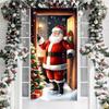 Santa Claus Christmas Door Cover Cloth Lining Decor for Outdoor Garden Kitchen Home Decorations Open the Door Holiday