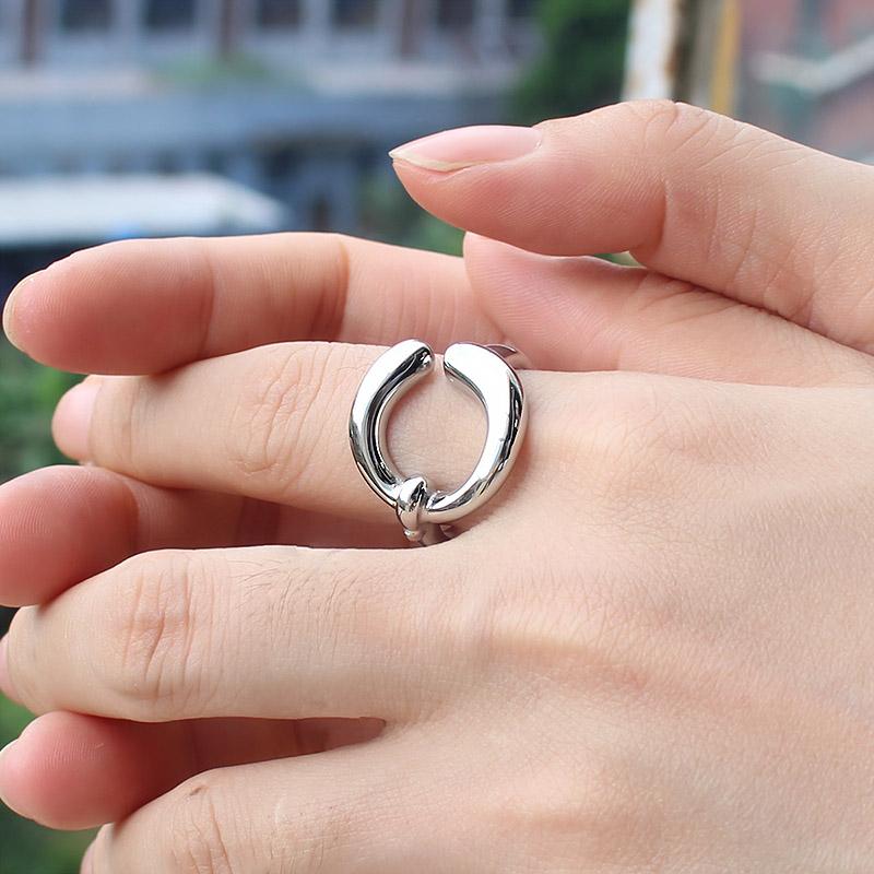 Modern Waterproof 18k Gold Plated Irregular Geometry Stainless Steel Rings Fashion Open Adjustable Ring for Women Jewelry