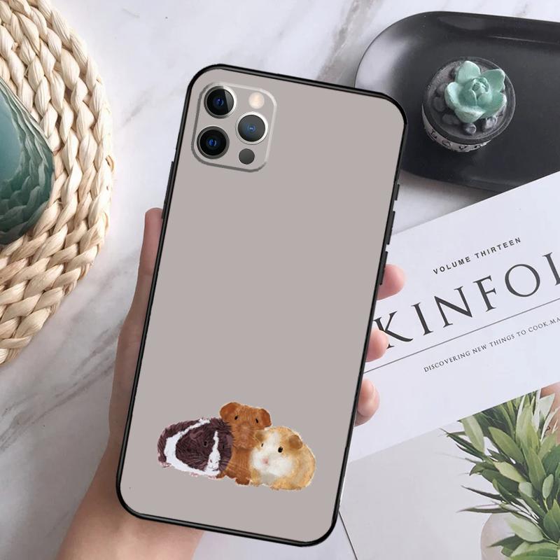 Cute Cartoon Guinea Pig Phone Case For iPhone 16 Pro 11 12 13 14 15 Pro Max Mini XS X XR 7 8 16 Plus Cover Coque