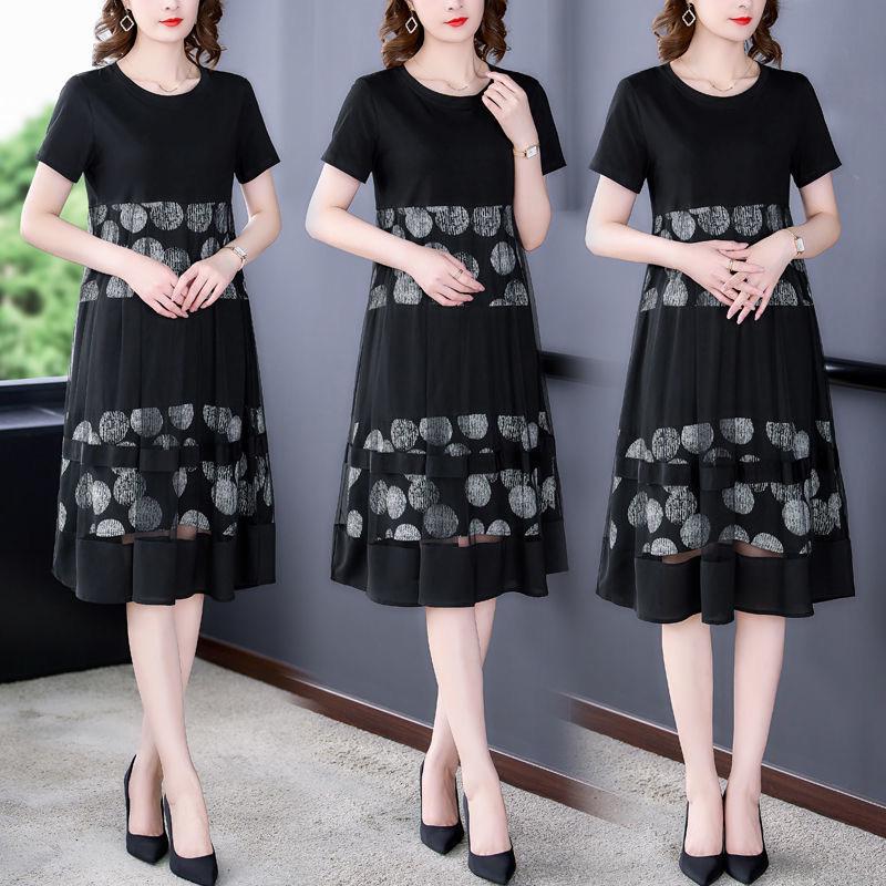 

Women s Large Short-Sleeve Printed Two-Piece Style Summer Dress M чорний