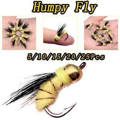 5/10/15/20/25 Stück Angelköder #8 Humpy Fliegenfliegen Trockenfliegen-Insektenköder für Forellenangelköder
