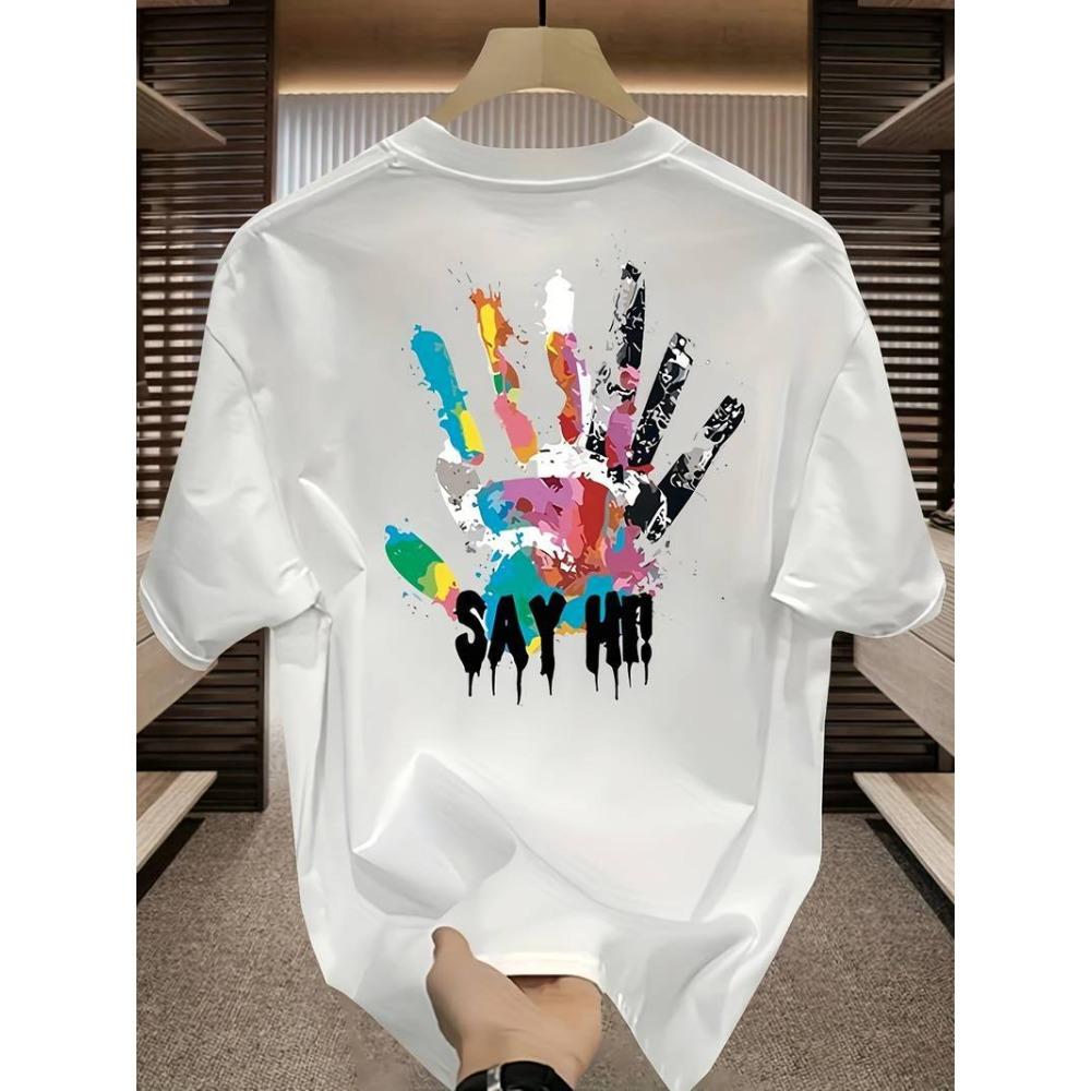 Camiseta de Hombre Estampada en 3D Manga Corta Cuello Redondo Pulóver Top Casual