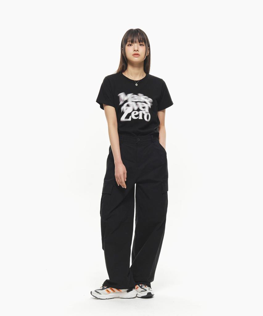 MOZMOZ Back Elastic Cargo Drawstring Cotton Pants Black