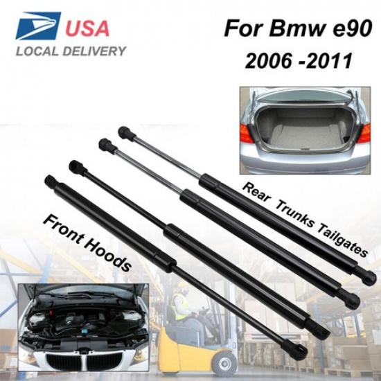 For BMW E90-E93 Sedan 2006-2011 Front Bonnet Hood+Trunk Tailgate Gas Struts 4PCS